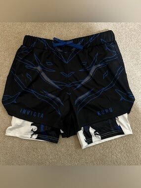 Invicta Kuru Black Athletic Shorts with Blue Accents Anime X Gym